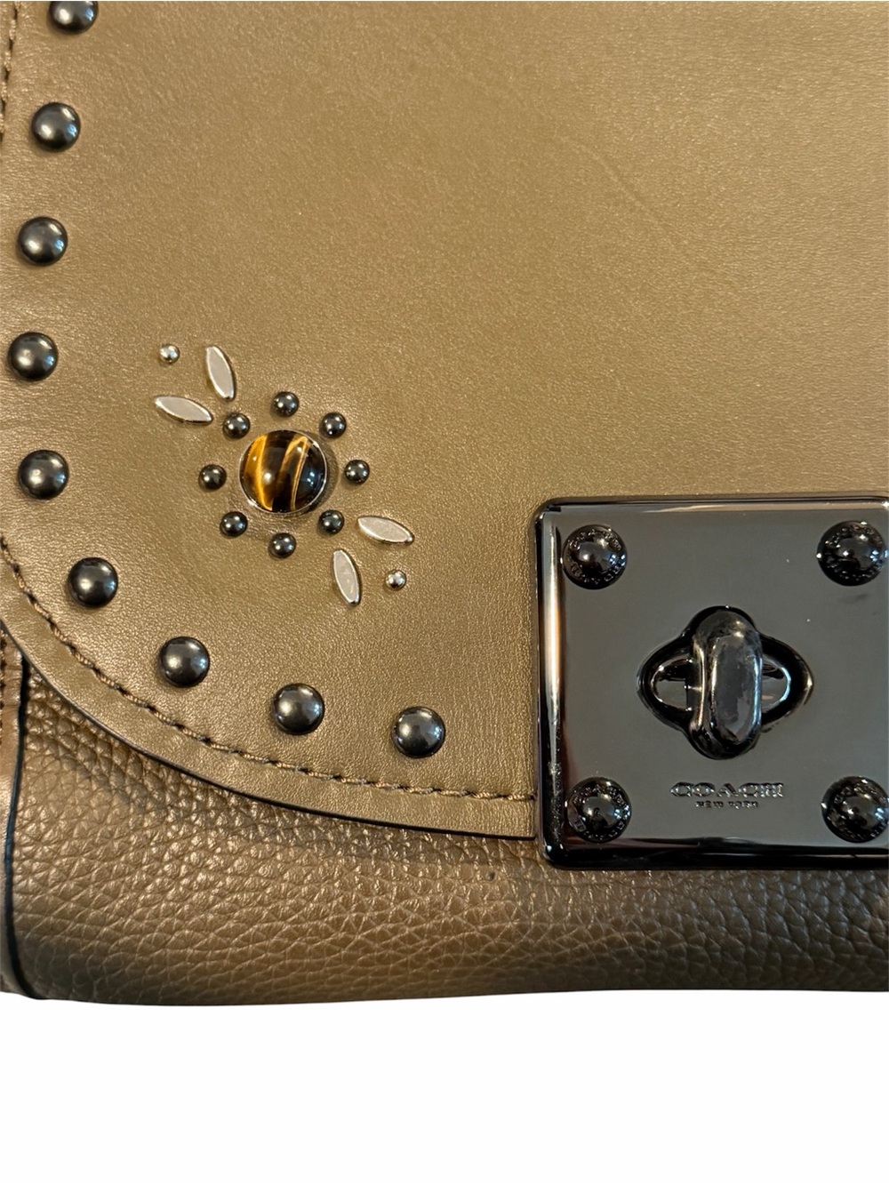 Coach Drifter Top Handle Satchel & Wristlet with Western Rivets & Tigers Eye - Picture 4 of 16